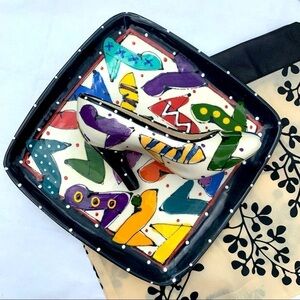Vintage Robin Sterling Neiman Marcus rainbow 2003 Chips & Dip stiletto set